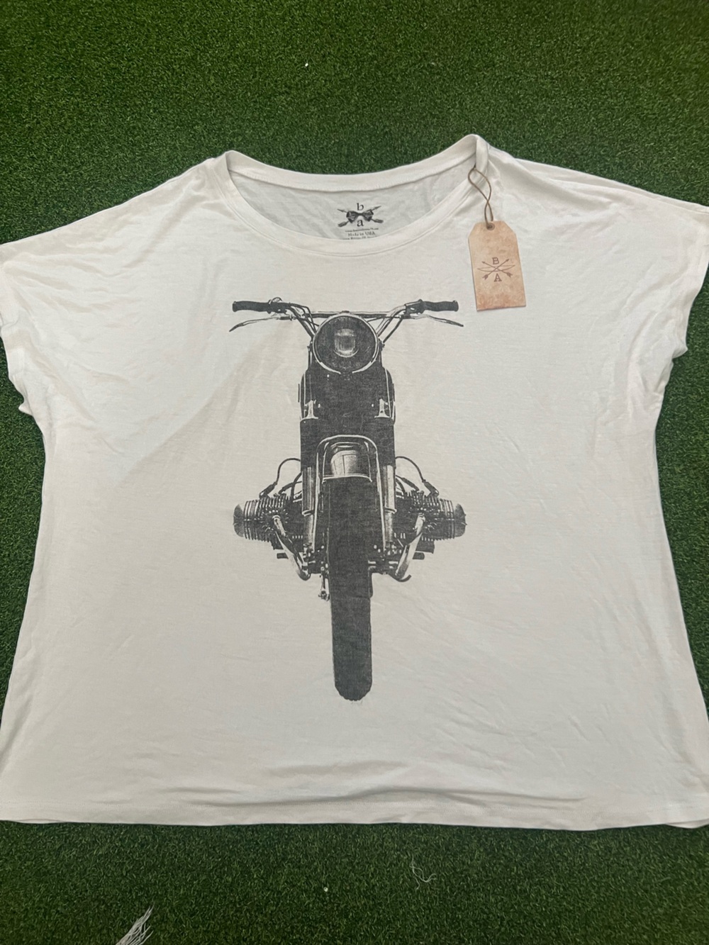NWT Bow & Arrow Vintage Motorcycle Graphic Tee White Large